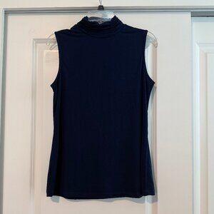 Susan Graver Mock Neck Navy Blue Tank Size Small Excellent Condition